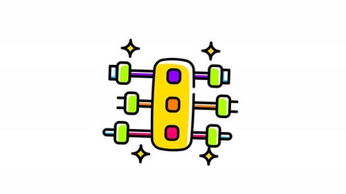 Liniengrafikanimation des Kabelmanagements. Diese CPU-Illustration zeigt ein effizientes, organisiertes internes