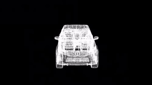 Minimalist Rotating Wireframe Pickup Truck 3D Animation