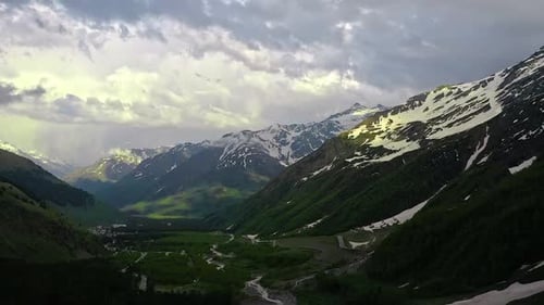 Mountain Landscape Moving Clouds in Russia