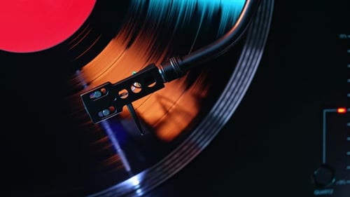 Top View Vinyl Disk DJ Turntable Record playerRotating Plate Needle Stylusloop