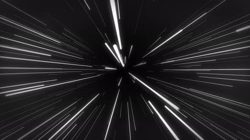 Motif monochrome avec des rayons de lumière blancs divergents. Entrer dans l'hyperespace HD. Voyagez à travers le noir