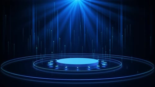 Futuristic Blue Stage Platform with Spotlight Animation