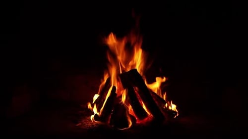 Ein großes Holzfeuer mit Flammen