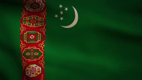 Realistic Turkmenistan Flag Waving Loop