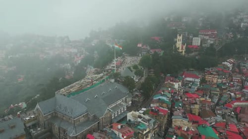 Station Shimla Hill, vue aérienne, route du centre commercial