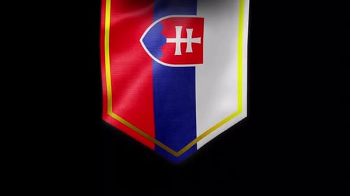 Slovakian Flag Pennant Waving with Golden Border