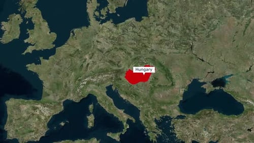 Global Map Zoom to Hungary with Highlight and Text Label