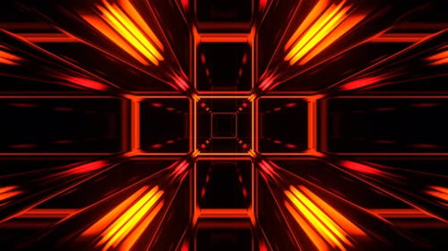 Futuristischer abstrakter neongestreifter Cyber-Highway-Hintergrund in Rot und Orange VJ Loop In 4K