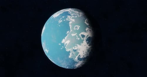Blue Exoplanet With Islands And Continents Rotates Seamlessly