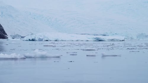 Eisberg und Wintermeer in kalter blauer Landschaftslandschaft, Antarktis-Seenlandschaft mit Eis und Gletscher in D