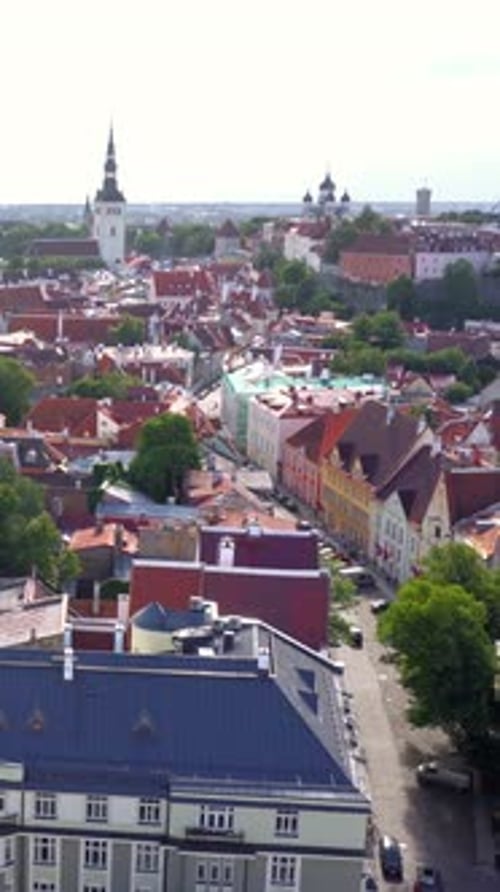 Tallinn Old Town Capital of Estonia Aerial View Vertical