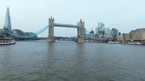 Aerial In Central London Over Thames 4k