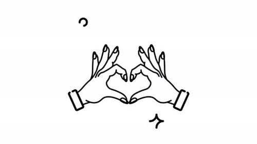 Minimalist Line Art Hand Heart Gesture Animation