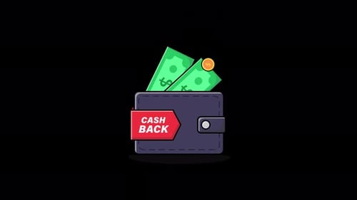 Cash Back Wallet Animation in Flat Design Style