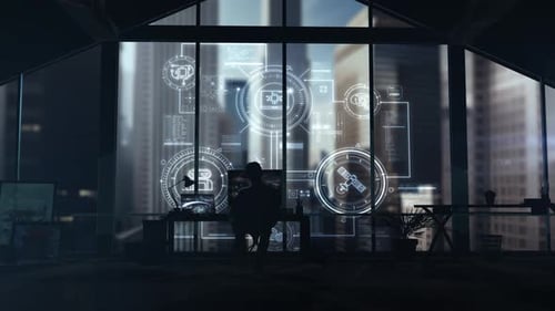 Programmer Working with AI Technologies in a Modern Office