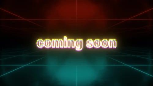 Neon Coming Soon Text Animation on Futuristic Grid