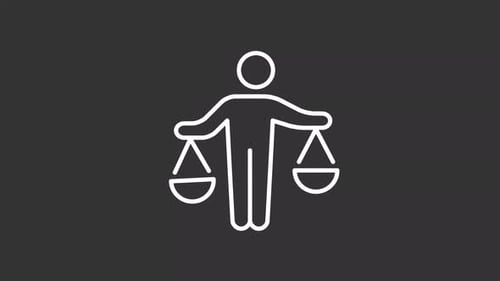 Flat Design Person Holding Balancing Scales Animation