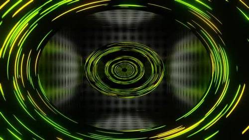 Green And Yellow With Gray Sci-Fi Portal Tunnel Background Vj Loop In 4K