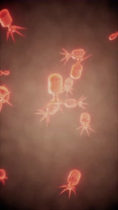 Virus Cells or Bacterias Under Microscope
