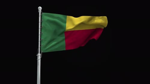 Realistic Waving Flag of Benin with Alpha Channel