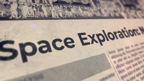 Grunge Space Exploration Newspaper Headline Text Reveal