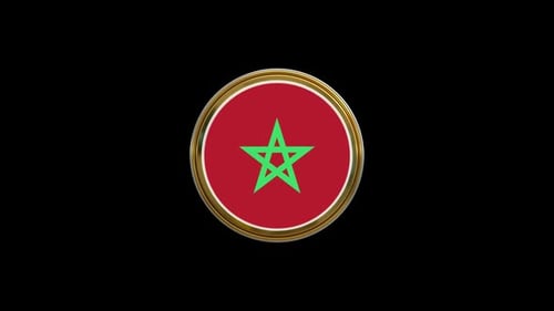 Animated 3D Morocco Flag Rotating Emblem Loop