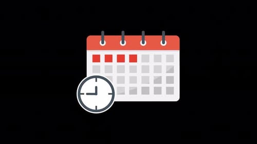 Flat Design Calendar and Clock Animation for Scheduling