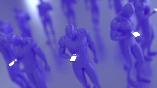 Abstract 3D People Walking While Engaged with Smartphones
