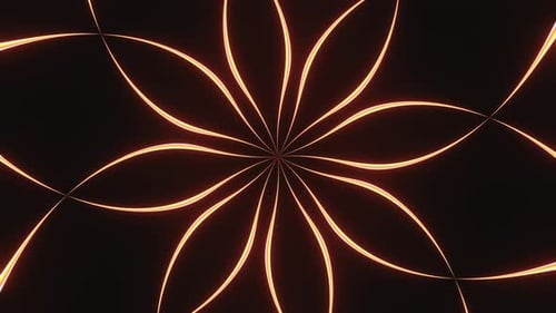 Glowing Abstract Orange Floral Pattern Animation Loop