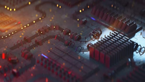 Circuit imprimé futuriste. Concept abstrait de science-fiction ou de technologie sans couture