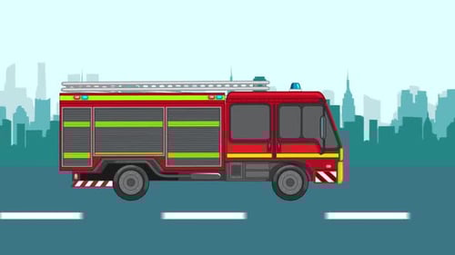 Fire Truck Driving On The Road