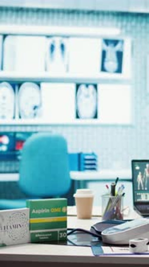Vertical Video Spacious and Empty Healthcare Office with Modern Medical Equipment