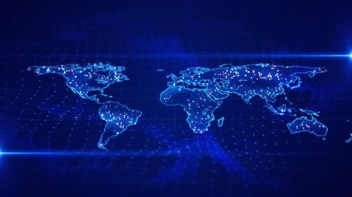 Connexion au réseau d'affaires de la planète Terre, carte du monde, flux de données numériques, technologie Blockchain