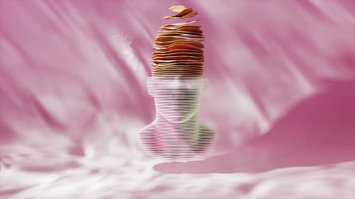 Abstract Layered Human Bust Deconstruction Animation