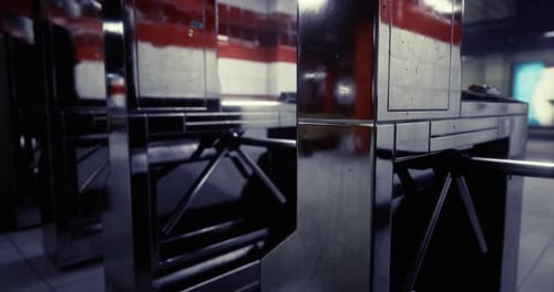 Modern Turnstiles in a Subway Station During Quiet Hours