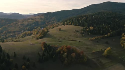 Aerial View of Colorful Countryside Landscape in Autumn