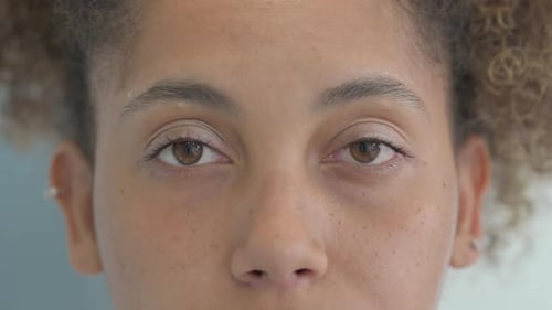 Close Up of Blinking Eyes of Young African Woman