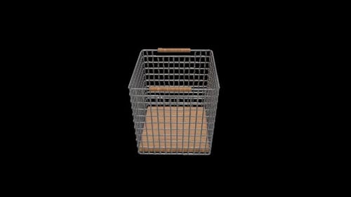Wire Storage Basket with Wooden Base and Handles