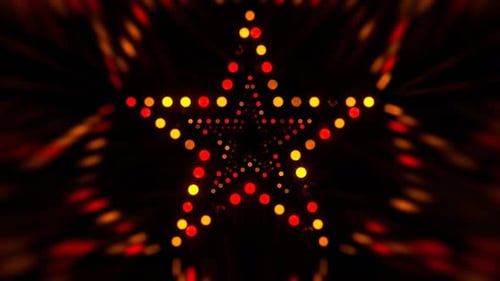 Orangefarbenes und rotes Disco-Leuchten im sternförmigen Tunnelhintergrund VJ Loop in 4K