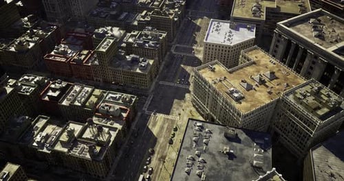 Birds Eye View of a Bustling Urban Area with Detailed City Structures
