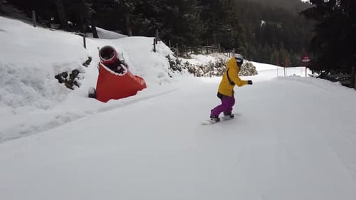 Girl snowboarder