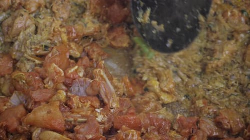 Chicken Stir Fry with Vegetables Cooking in Pan