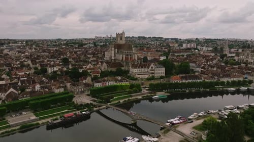 Aerial View of the French City of Joigny