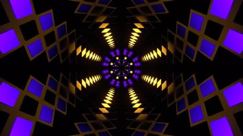 Purple And Yellow Neon Rhomboids Motion Tunnel Background Vj Loop In 4K