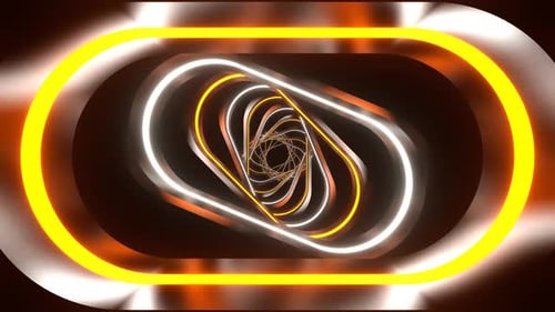 Orange And White Neon Spiral Ellipse Tunnel Background Vj Loop In 4K