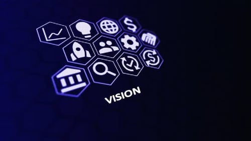 Geschäftsvision — Strategie, Führung und Zukunftsplanung. Symbol für vernetzte Wirtschaft und Technologie