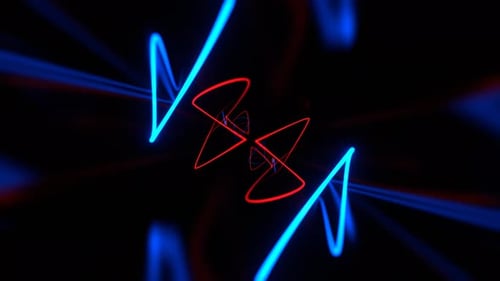 Blue And Red Laser Neon Glow In Infinite Flow Background VJ Loop In 4K