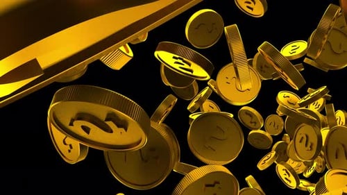 Falling Golden Coins with Dollar Sign Animation Loop