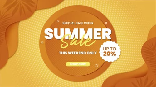 Animated Summer Sale Title Card with Modern Geometric Design