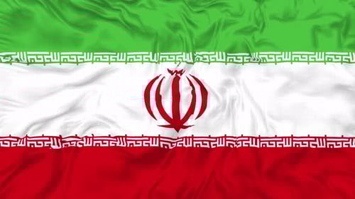 Seamless Loop Waving Iran Flag Realistic Fabric Animation